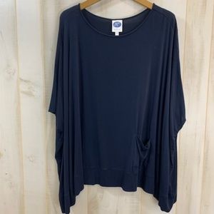 Diane Gilman 2 Navy Blue Oversize Tunic Top M/L